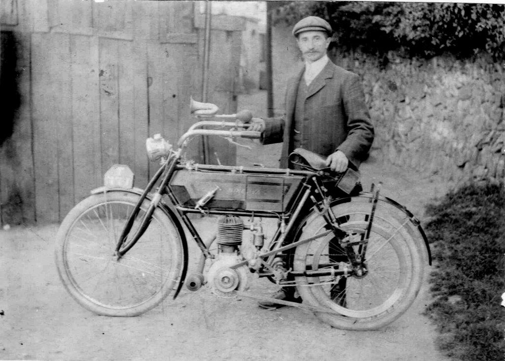 Fred Gooding with his first motor bike