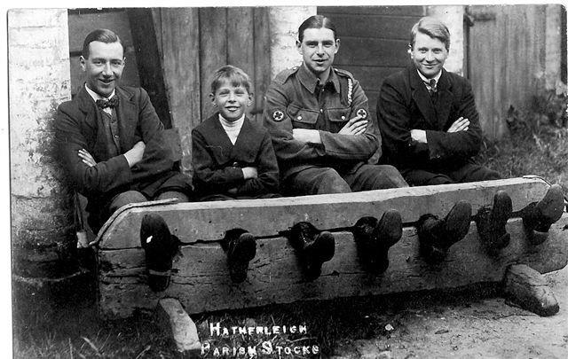 Parish Stocks. H Watts (far right), who became post master
