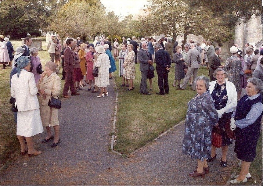 People from Hatherleigh at Rev Hillier wedding in Wiltshire 1987