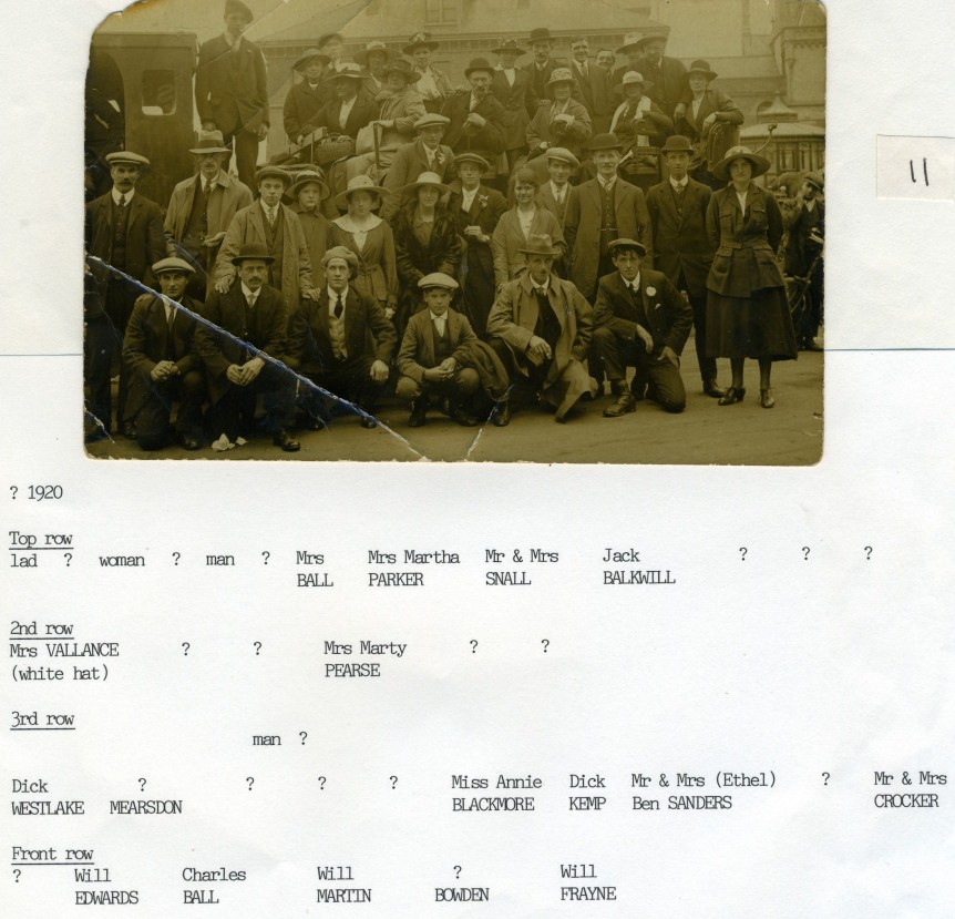 Church outing, 1920 with names