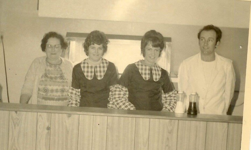 Dennis and Lesley Bater chip shop at start of his business 1972