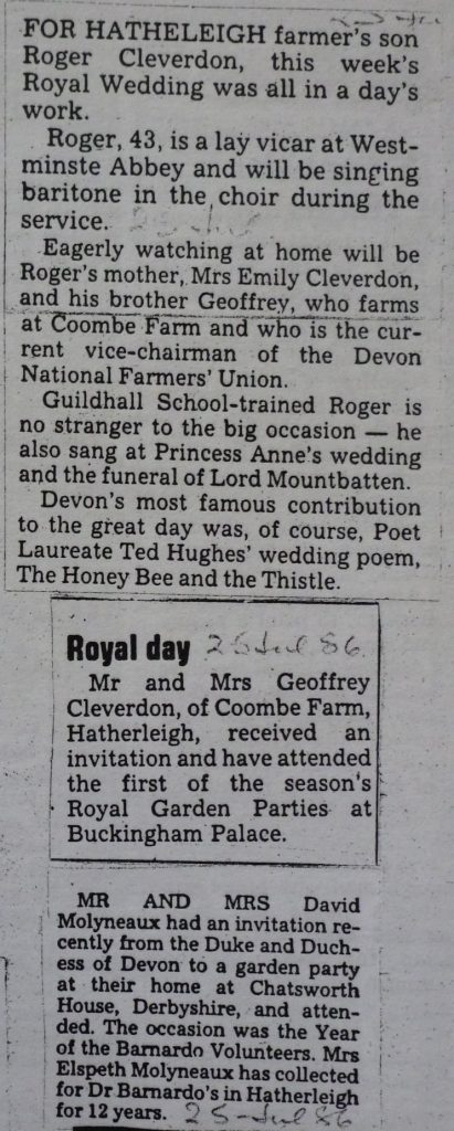 Royal Occasions for the Cleverdon and Molyneaux families - Tim Laing Scrapbook 1986